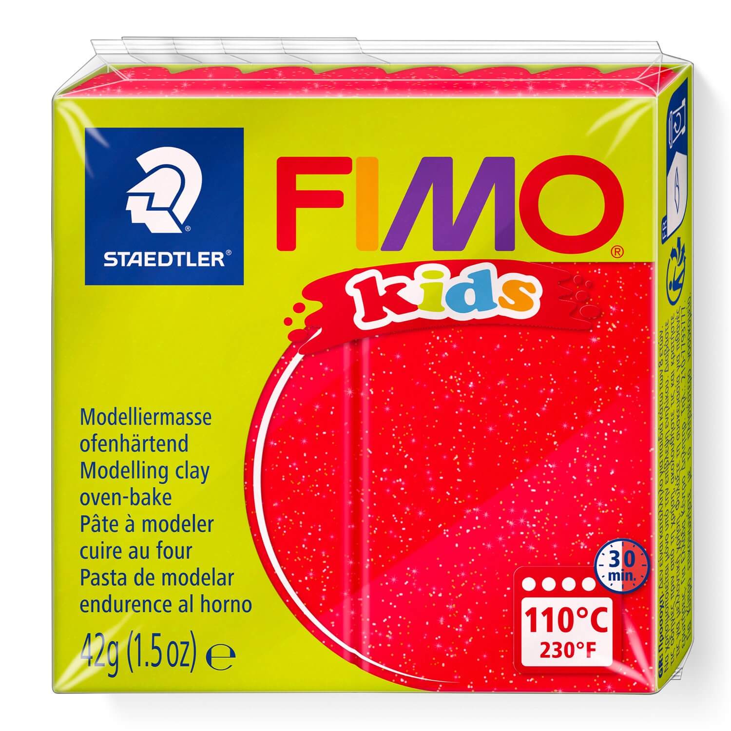 Fimo Kids 42gr - Rojo Purpurina (nº 212)