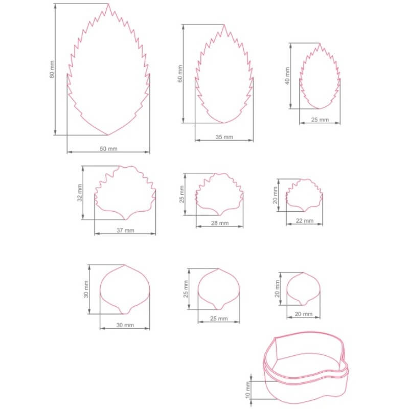 Silicone Moulds Smarta - Hydrangea Leaves Cutter Silicone Set